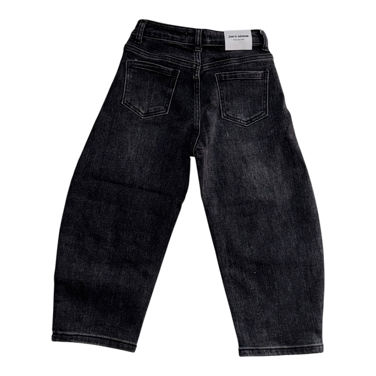 Jeans da Bambina Neri con Strass e Lavaggio Acid Wash da 4 a 14 anni