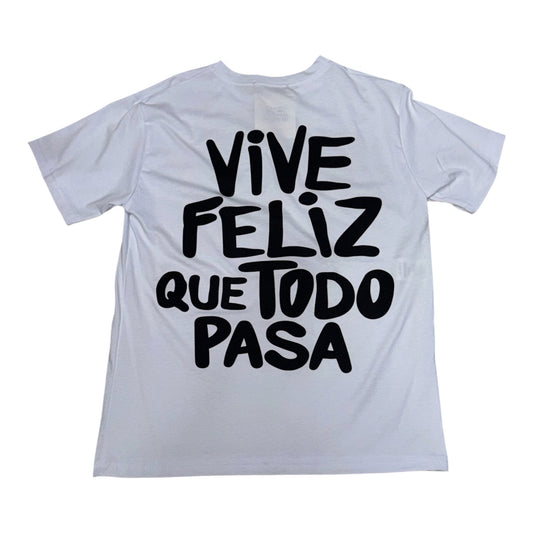 T-shirt bianca Bambino con stampa sul retro “Vive Feliz Que Todo Pasa” - Da 4 a 14 anni