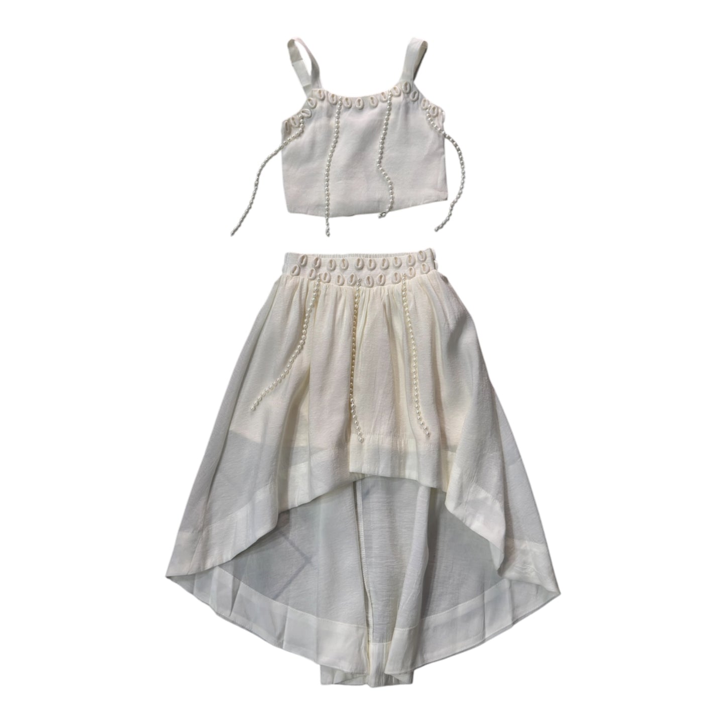 Completo Bambina Beige Chiaro Top e Gonna