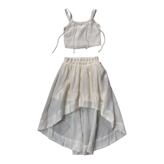Completo Bambina Beige Chiaro Top e Gonna