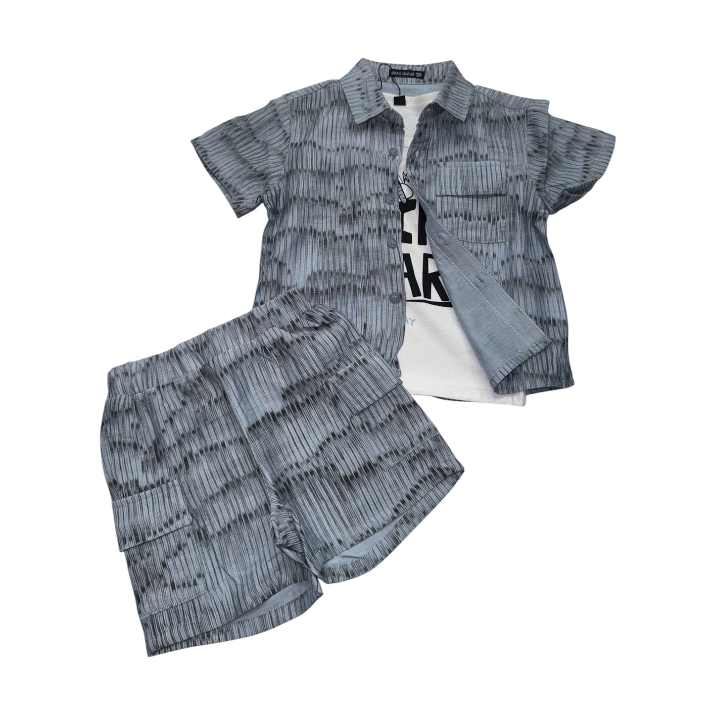 Completo tre pezzi camicia pantaloncino e canotta bimbo 12-36 mesi