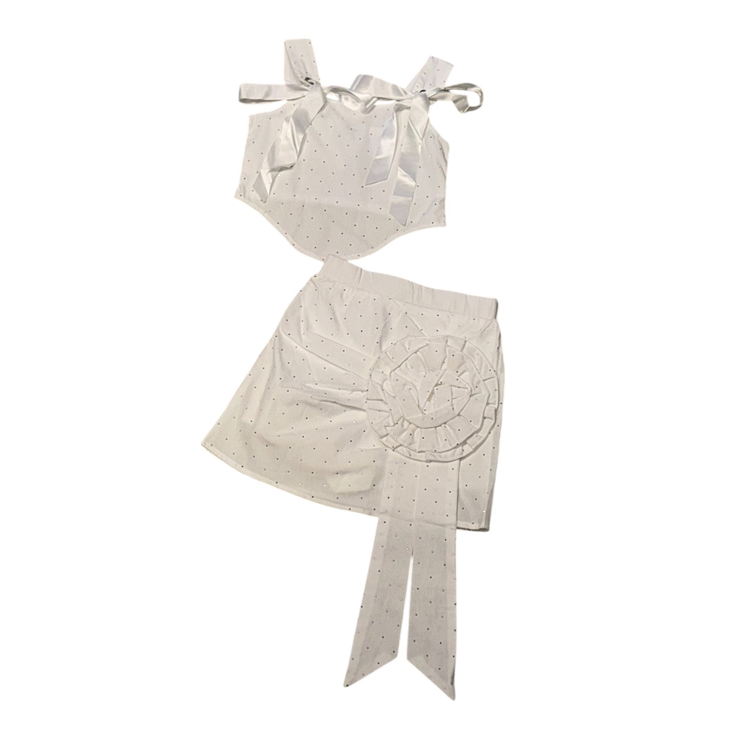 Completo Bambina 2 Pezzi con Strass e Maxi Fiore Applicato