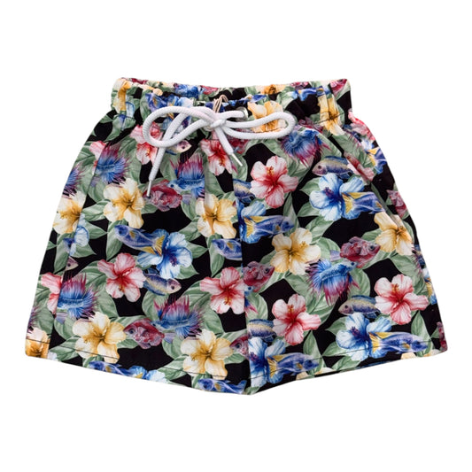 Costume da Bagno Boxer Bambino e Ragazzo con Stampa Floreale Tropicale