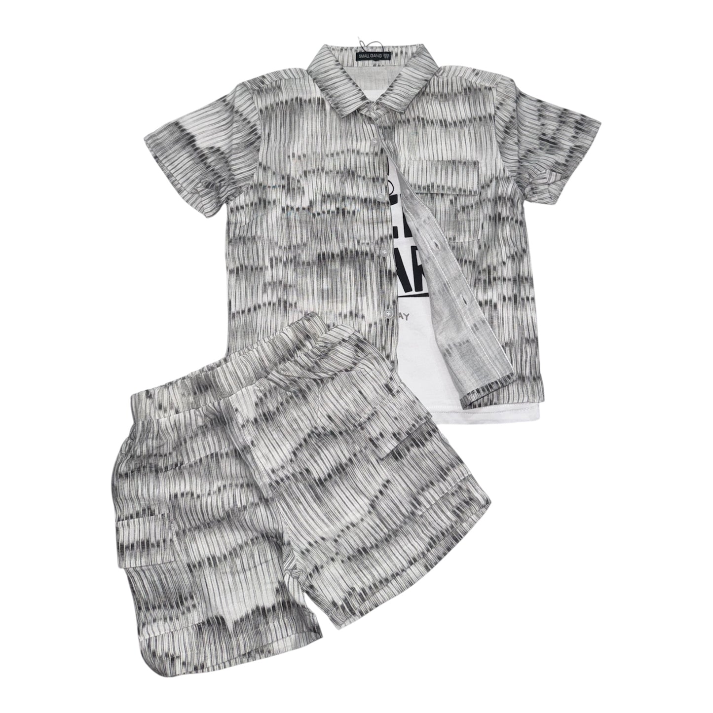 Completo tre pezzi camicia pantaloncino e canotta bimbo 12-36 mesi