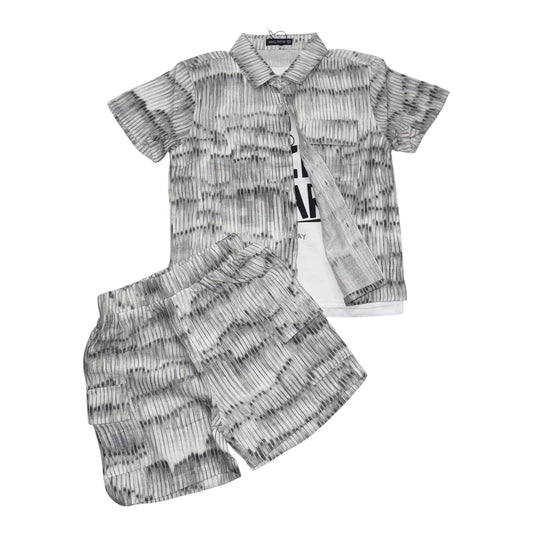 Completo tre pezzi camicia pantaloncino e canotta bimbo 12-36 mesi
