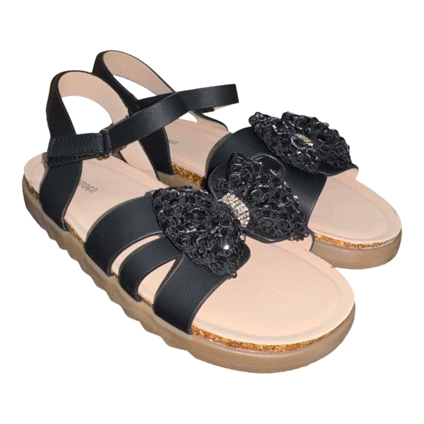 Sandali bambina neri con fiocco taglie da 31 a 36