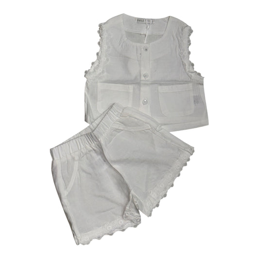 Completo Due Pezzi in Cotone per Bambina con Gilet e Pantaloncini
