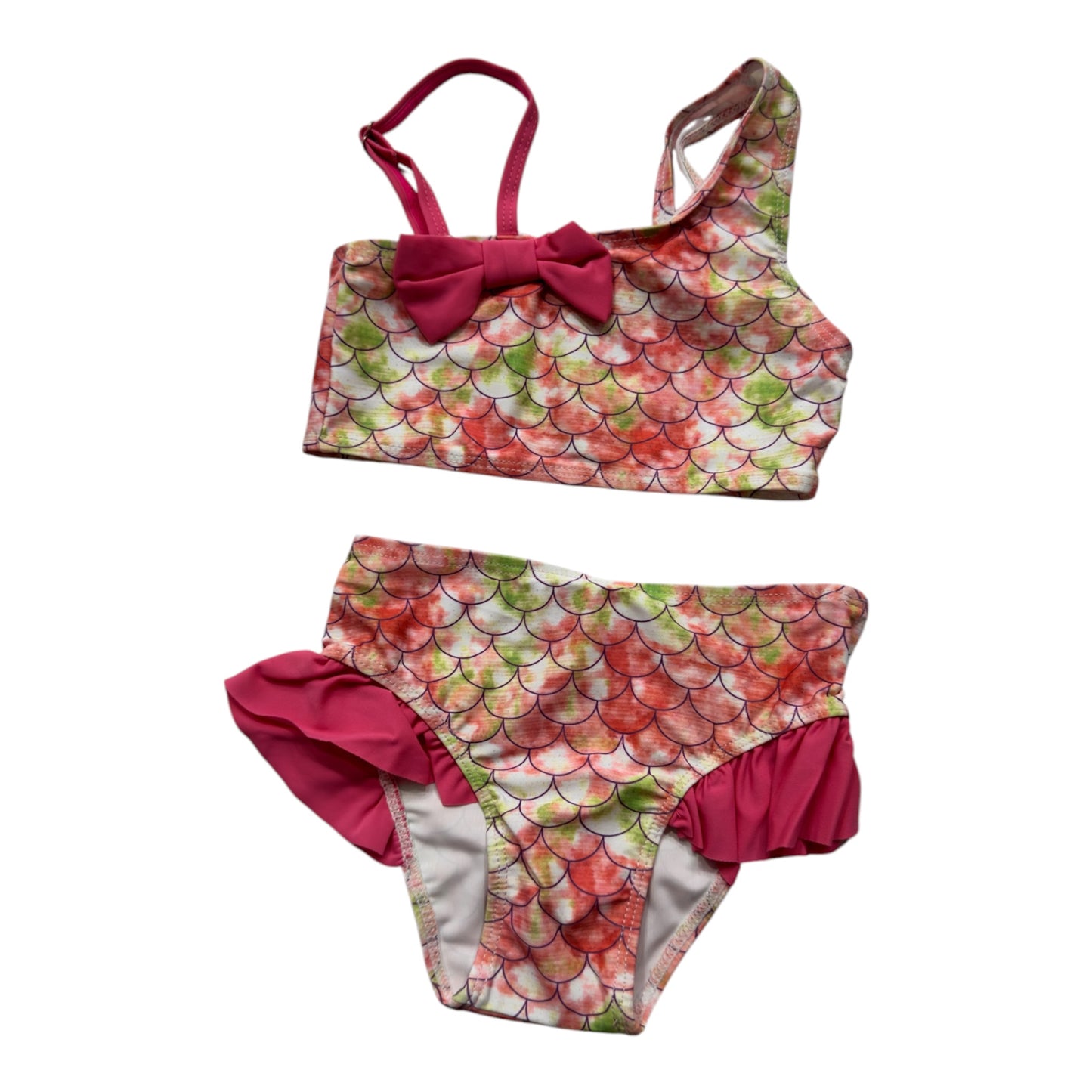 Costume due pezzi bambina fucsia e verde taglia 10 anni